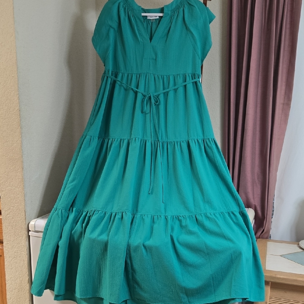 Teal Maxi Dress with Tie Waist